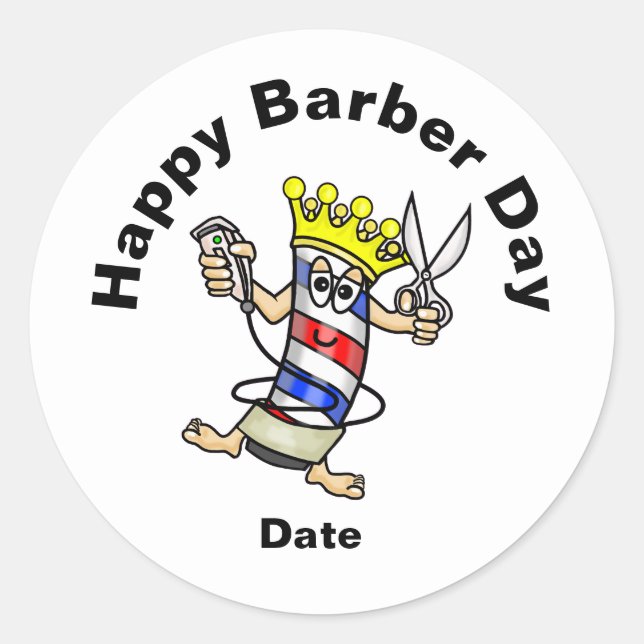 Stickers Pole en barbier pour le Jour du Barbier (Devant)