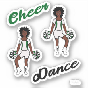 Stickers Pom Danse Cheer (Vert Blanc)