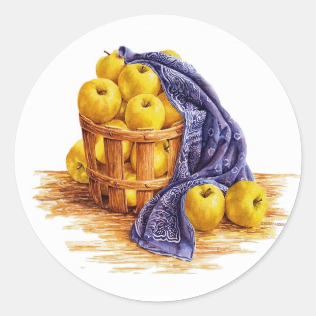 Stickers Pomme Golden Delicious Panier Pomme (Devant)