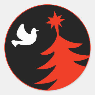 Stickers Postage Red Christmas Tree de la colombe 
