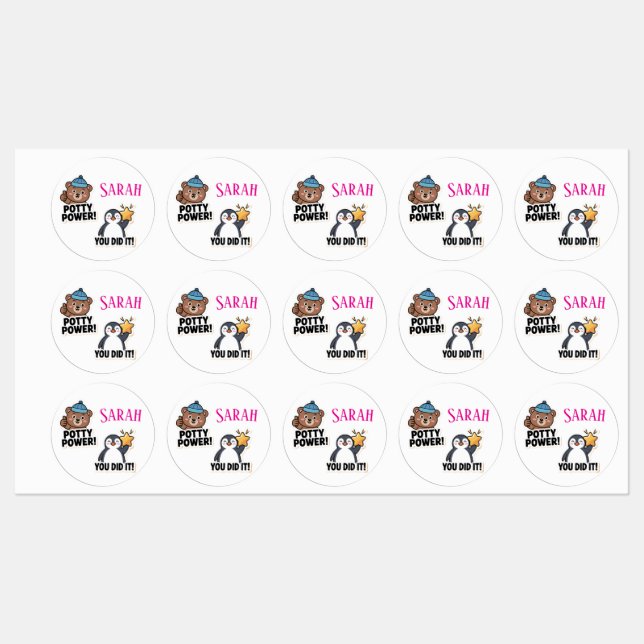 Stickers Potty, Puissance Potty personnalisée (Feuille)