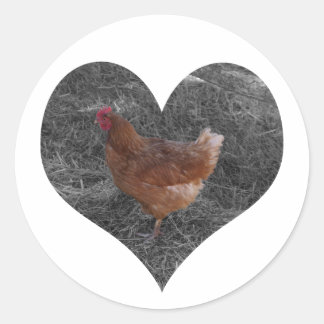 Stickers poulet en forme de coeur