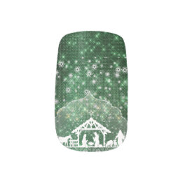 Stickers Pour Ongles Belle crèche Parties scintillant Green Faux
