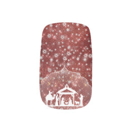 Stickers Pour Ongles Belle crèche Parties scintillant Red Faux
