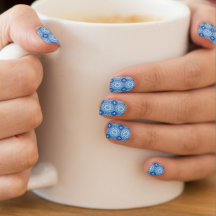 Bleu tonalités Motif Minx ongles décors Art
