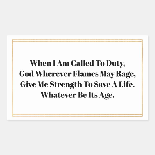 Stickers Prière des pompiers (Devant)