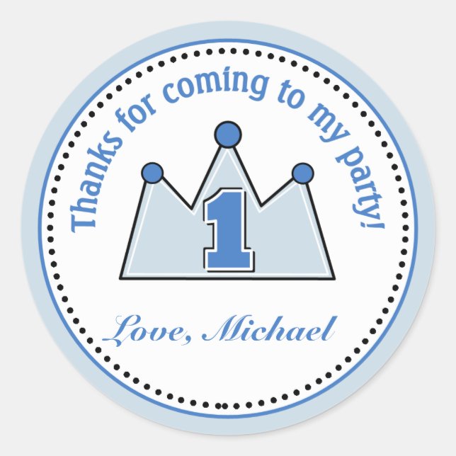 Stickers Prince Anniversaire Fête Favoriser (Devant)