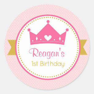 Stickers Princesse - Anniversaire Favor (Or rose)