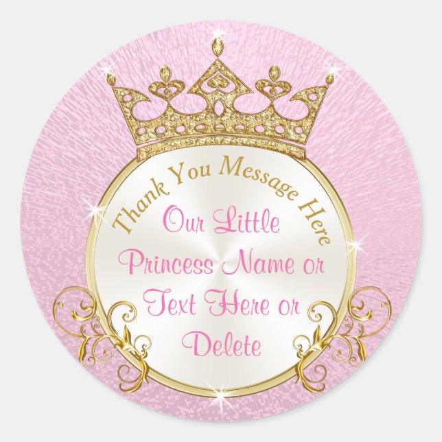 Stickers Princesse Personnalisée Rose et Or (Devant)