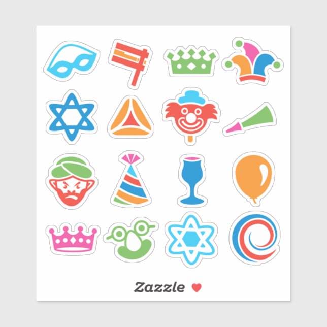 Stickers Purim amusants (Feuille)