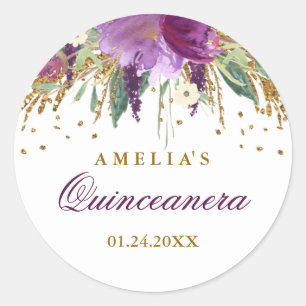 Stickers Quinceanera parties scintillant Améthyste
