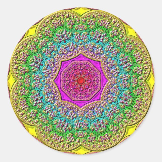 Stickers Rainbow Mandala Red Purple Gold Blue (Devant)