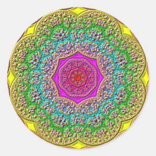 Stickers Rainbow Mandala Red Purple Gold Blue