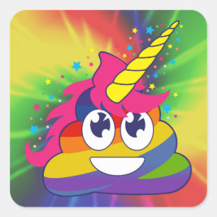 Stickers Rainbow Tie Dye Unicorn Poop Emoji
