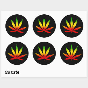 Stickers Rasta Rastafarian feuille Reggae rond