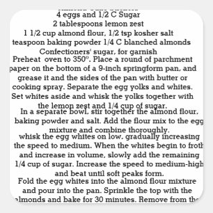 Stickers Recette de gâteau aux amandes