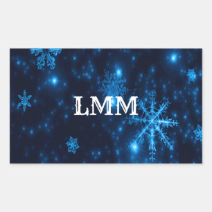 Stickers Rectangle bleu profond et flocons de neig
