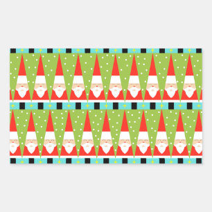 Stickers Rectangle de Père Noël géométrique rétro