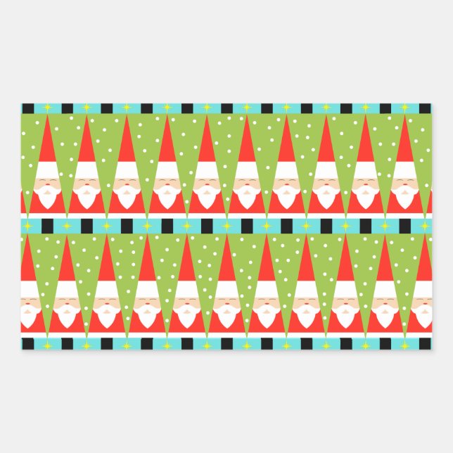 Stickers Rectangle de Père Noël géométrique rétro (Devant)