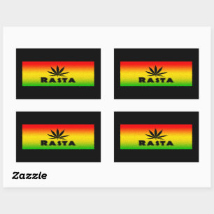 Stickers Rectangle feuille rastafarienne reggae