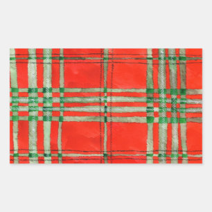 Stickers rectangle TARTAN SCOTT ROUGE