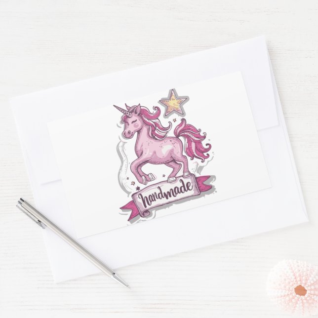 Stickers Rectangle Unicorn et l'inscription,, H (Enveloppe)