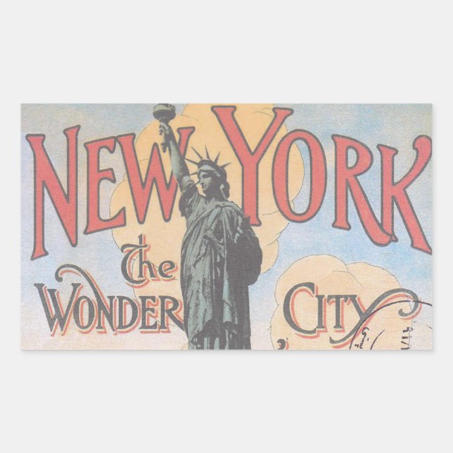 Stickers Rectangle vintage New York (Devant)