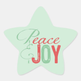 Stickers Red and Mint Peace and Joy Holiday Star