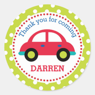 Stickers Red Car Favor (Garçons Anniversaire)