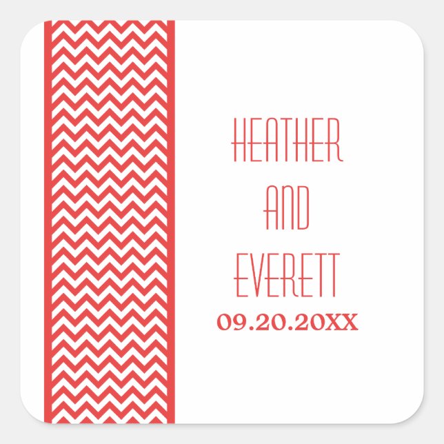Stickers Red Chevron Border Wedding (Devant)