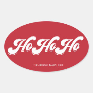 Stickers Red Christmas Ho Ho Oval