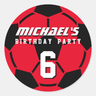 Stickers Red Soccer Ball Sports