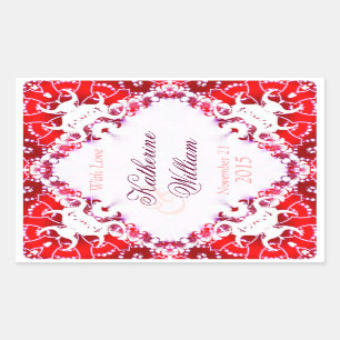 Stickers Red+White Mariage Wine 4,5 x 2,7 pouces