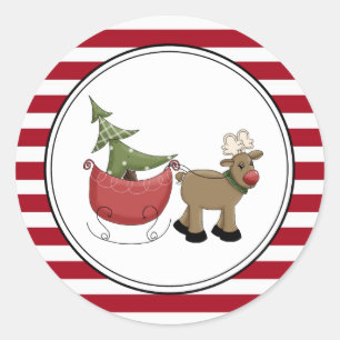 Stickers Reindeer & Sleigh Holiday Enveloppe Seals