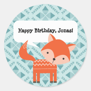 Stickers Renard Personnalisé Cute Woodland Animaux