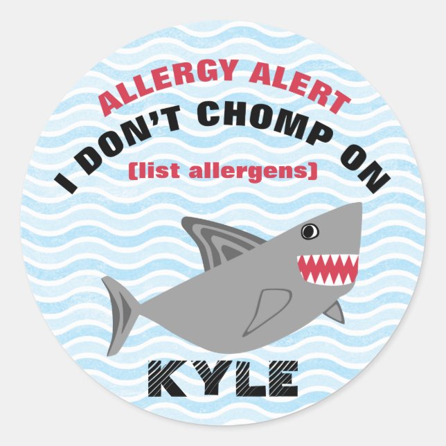 Stickers requin Alerte aux allergies alimentaires  (Devant)