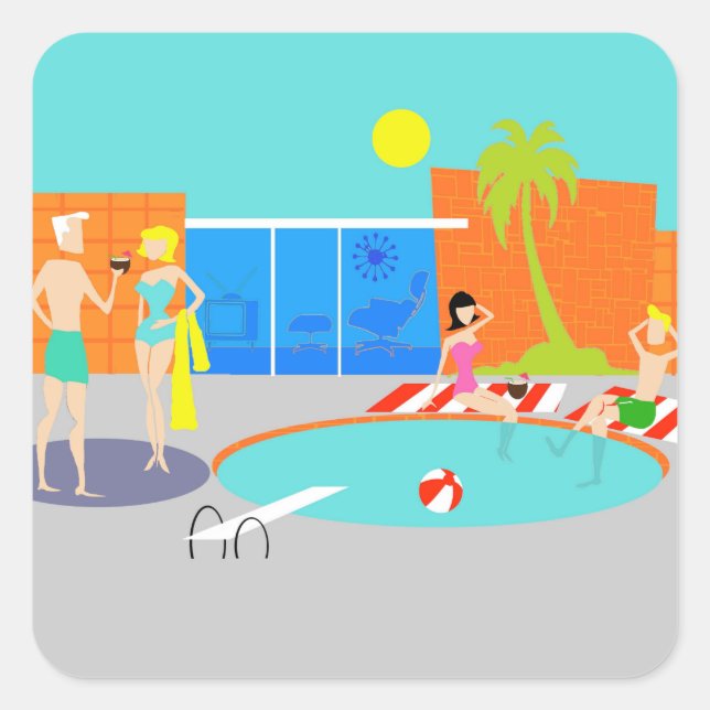 Stickers Retro Pool Party (Devant)
