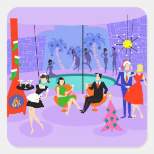 Stickers Retro Tropical Christmas Party