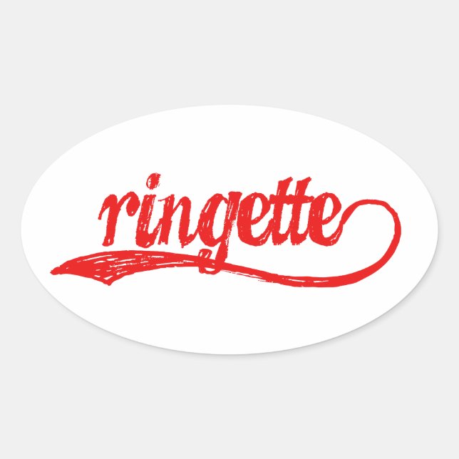 Stickers Ringette Oval - Rouge cursive (Devant)