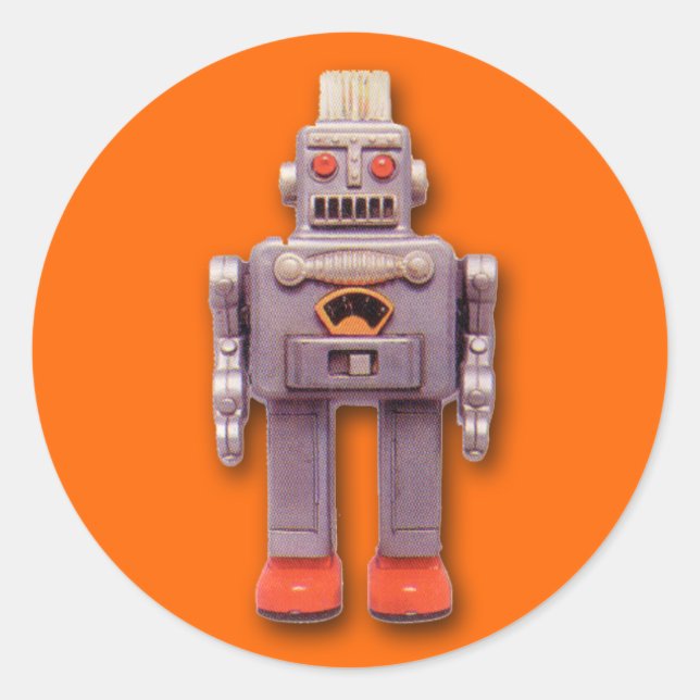 Stickers Robot Jouet Gris (Feuille de 6) (Devant)