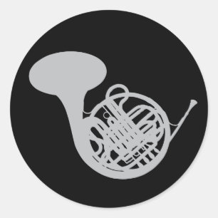 Stickers Rond Musique Argent Corne Française