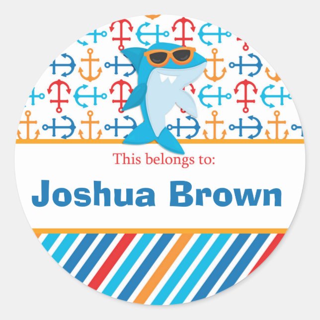 Stickers Rond Personnalisés de Shark Retour à l'éc (Devant)