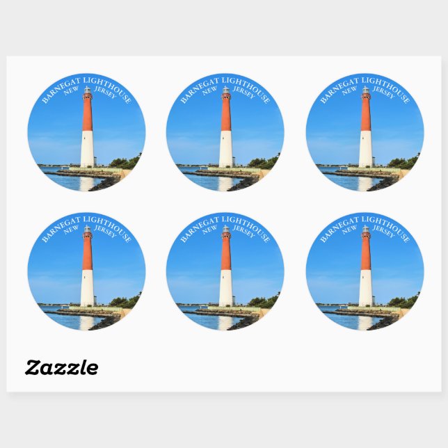 Stickers ronds Barnegat Lighthouse, New Jersey (Feuille)