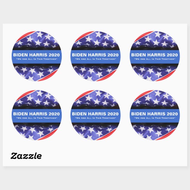 Stickers ronds BIDEN HARRIS 2020 USA Drapeau (Feuille)