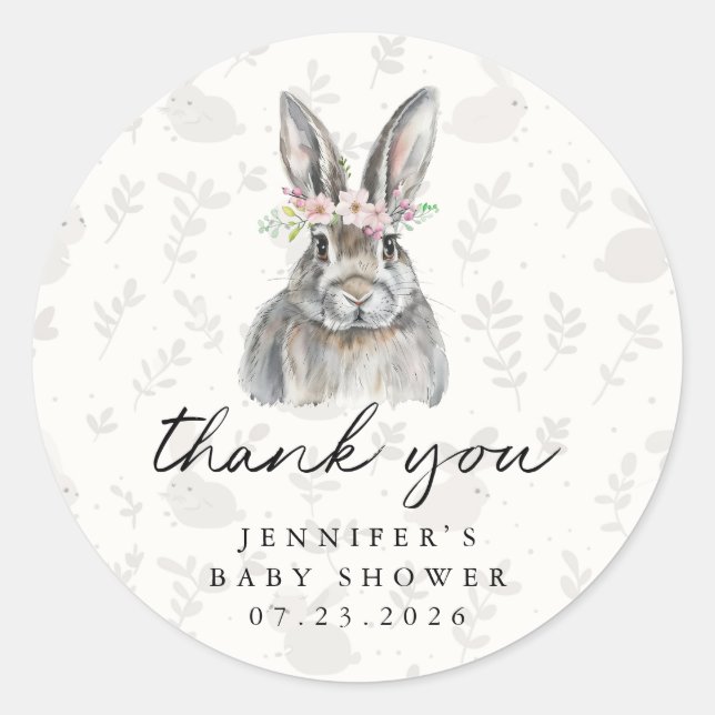 Stickers ronds Bunny Merci personnalisé (Devant)