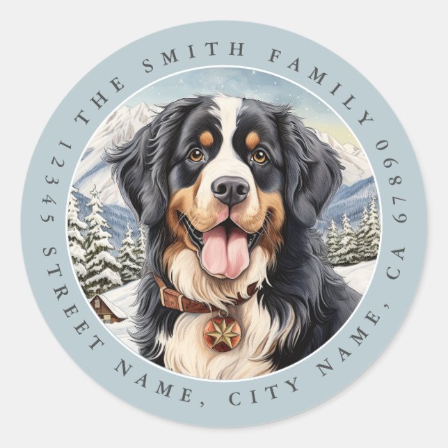 Stickers ronds chiens de montagne bernois (Devant)