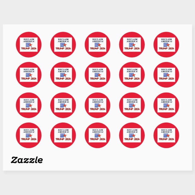 Stickers ronds classiques américains Trump 2024 (Feuille)