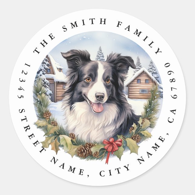 Stickers ronds Collie Bordure (Devant)
