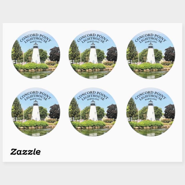 Stickers ronds Concord Point Lighthouse, Maryland (Feuille)