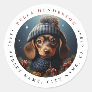 Stickers ronds de chien mignons Dachshund